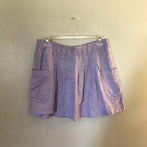 Lilac Linen Mini Skirt with Pockets